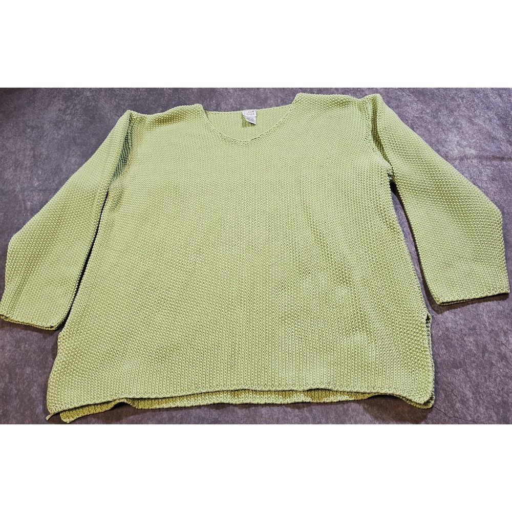Eileen Fisher Womens SZ L Green Knit Sweater Casual,Workwear
